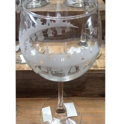 Disney Goblet Wine Glass - Epcot World Showcase - Etched