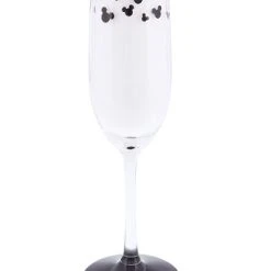 Disney Champagne Flute Glass - Mickey Mouse Icons - Stemmed Black