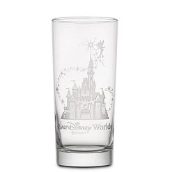 Disney Arribas Glass Tumbler - Tinker Bell And Castle - Personalizable