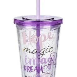 Disney Tumbler With Straw - Minnie Mouse Quotes - Purple