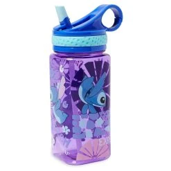 Disney Water Bottle - Stitch With Built-In Straw