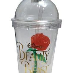 Disney Tumbler With Straw - Beauty And The Beast - Enchanted Rose
