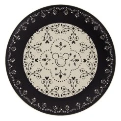 Disney Dinner Plate - Mickey Mouse Icons - Black And Cream