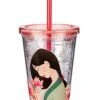 Disney Tumbler With Straw - Mulan - Pink & Gold Floral