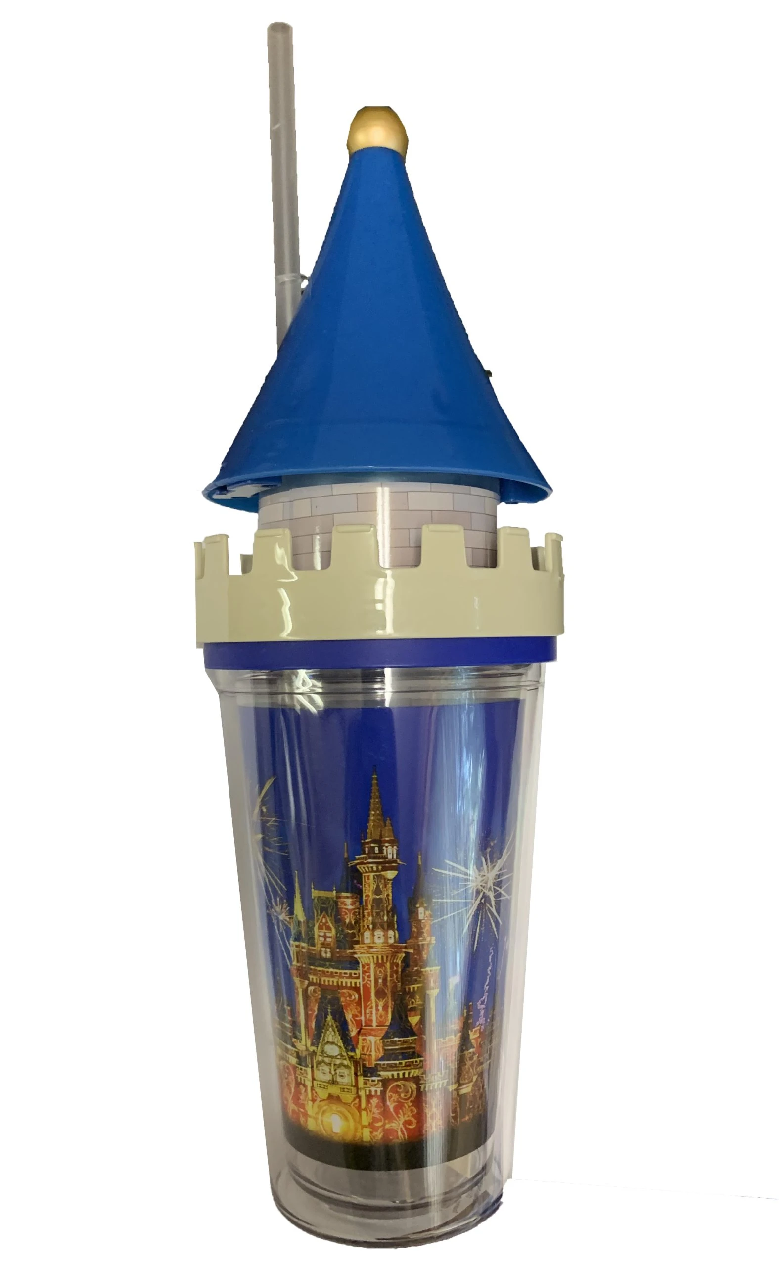 Disney Tumbler With Straw - Sculpted Cinderella Castle - Light Up 1 Disney Tumbler With Straw - Sculpted Cinderella Castle - Light Up